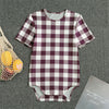 Burgundy And White Check Pattern Print Men's Bodysuit