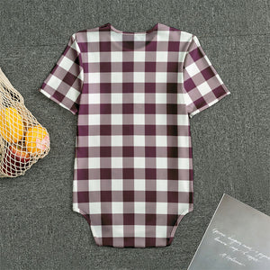 Burgundy And White Check Pattern Print Men's Bodysuit