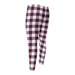 Burgundy And White Check Pattern Print Men's Compression Pants