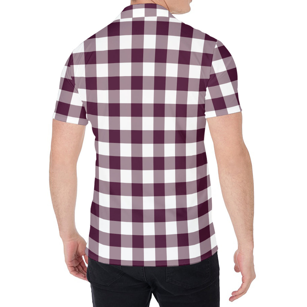 Burgundy And White Check Pattern Print Men's Shirt