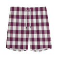 Burgundy And White Check Pattern Print Men's Athletic Shorts