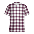 Burgundy And White Check Pattern Print Men's Athletic T-Shirt
