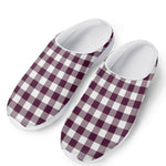 Burgundy And White Check Pattern Print Mesh Casual Shoes