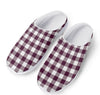 Burgundy And White Check Pattern Print Mesh Casual Shoes