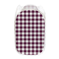 Burgundy And White Check Pattern Print Mesh Laundry Hamper
