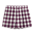 Burgundy And White Check Pattern Print Mesh Shorts