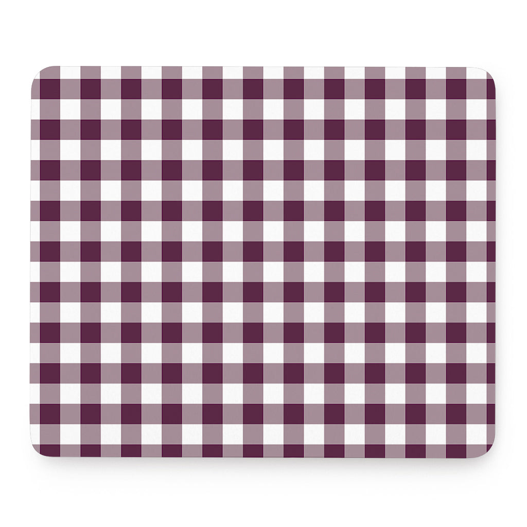 Burgundy And White Check Pattern Print Mouse Pad