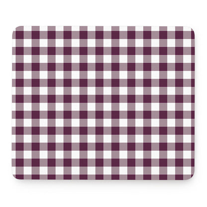 Burgundy And White Check Pattern Print Mouse Pad