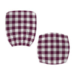 Burgundy And White Check Pattern Print Office Chair Cover