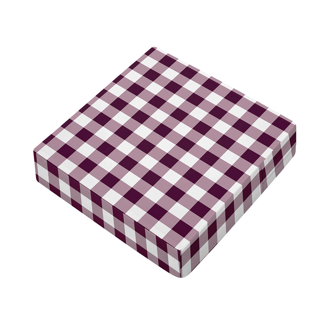 Burgundy And White Check Pattern Print Outdoor Seat Cushion Cover