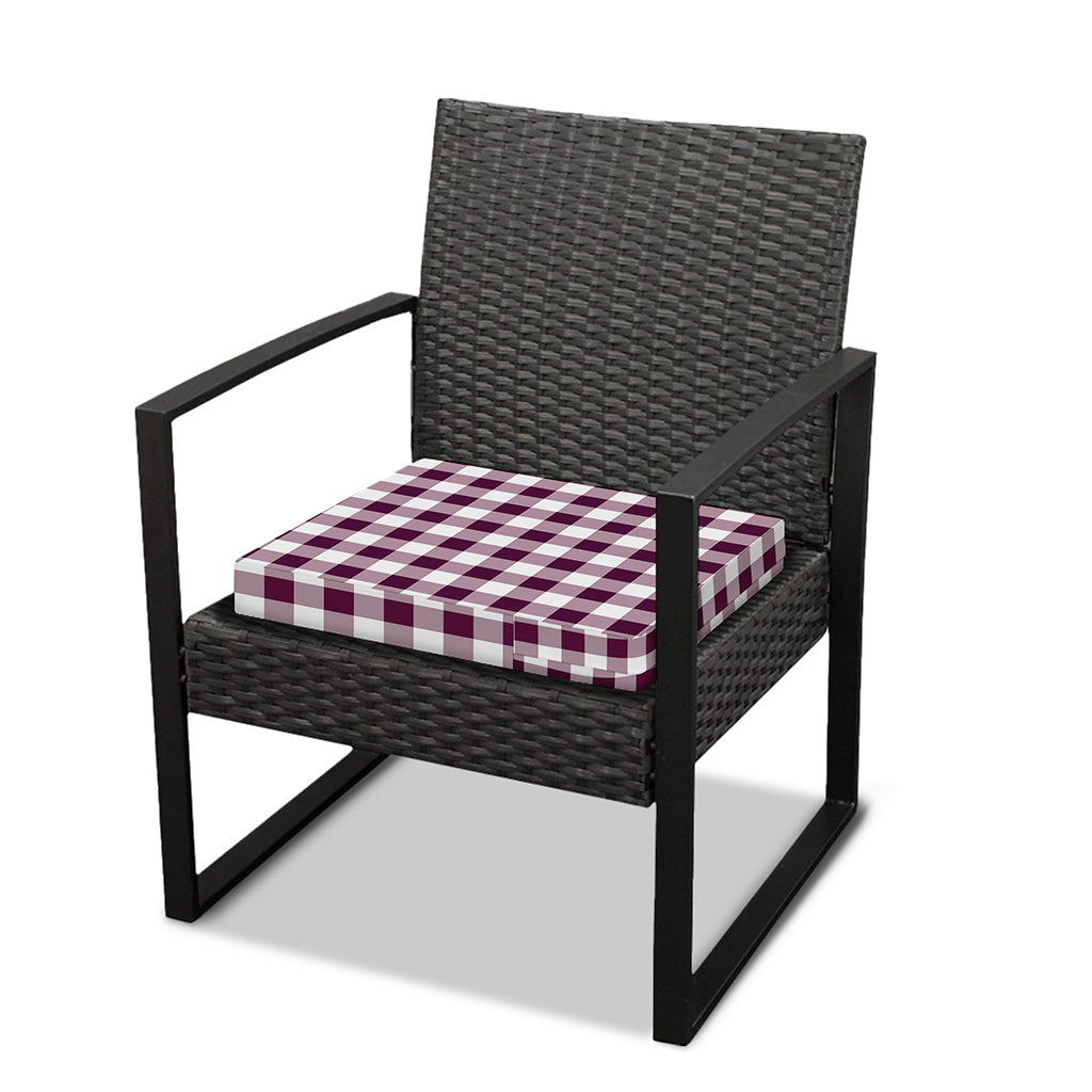 Burgundy And White Check Pattern Print Outdoor Seat Cushion Cover
