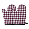 Burgundy And White Check Pattern Print Oven Mitts
