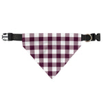 Burgundy And White Check Pattern Print Over The Collar Dog Bandana