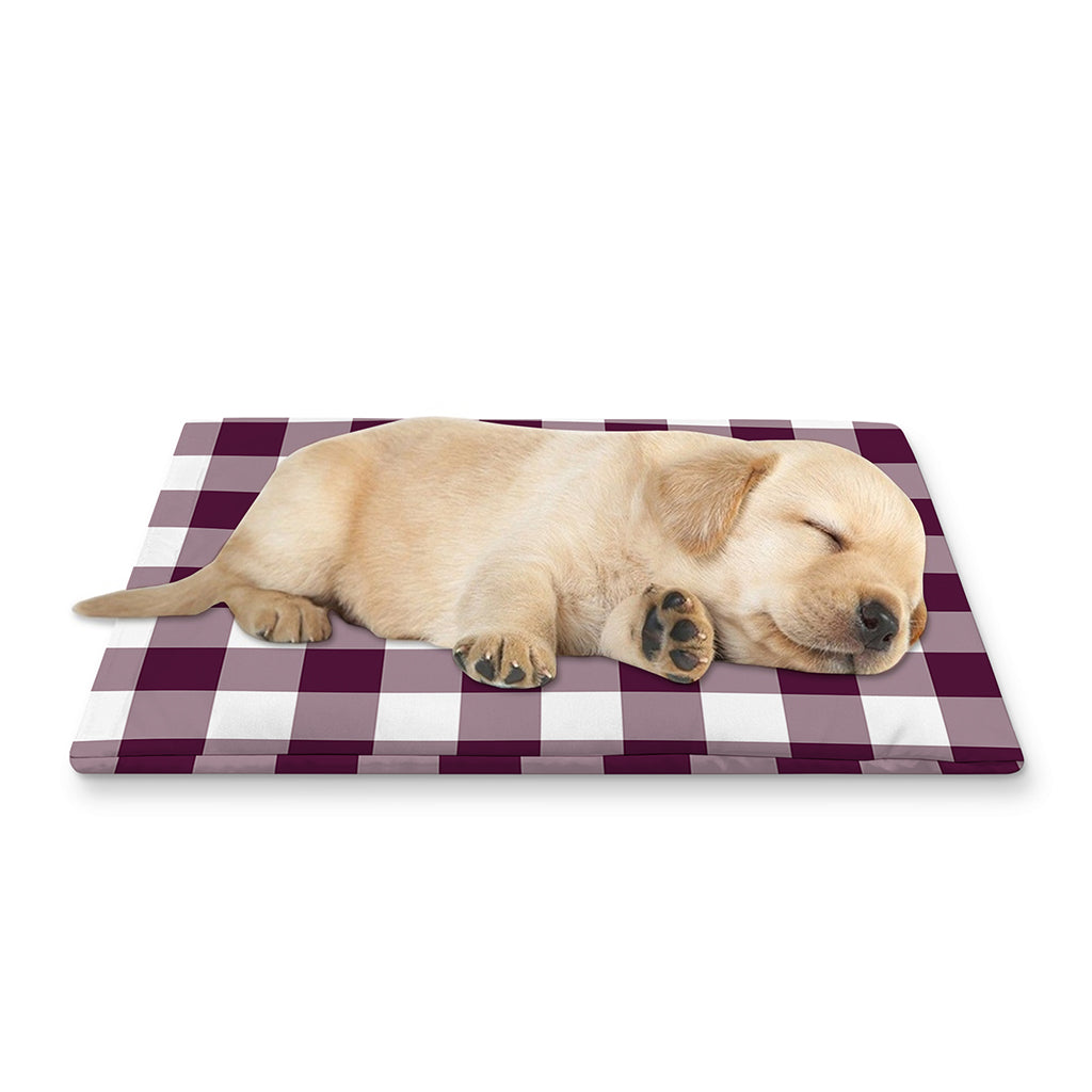 Burgundy And White Check Pattern Print Pet Cooling Mat Cover