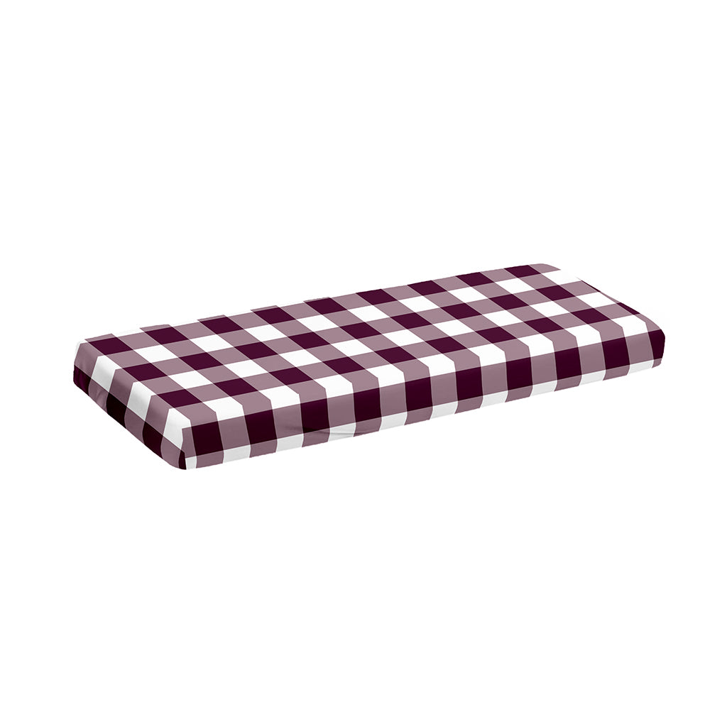 Burgundy And White Check Pattern Print Piano Keyboard Cover