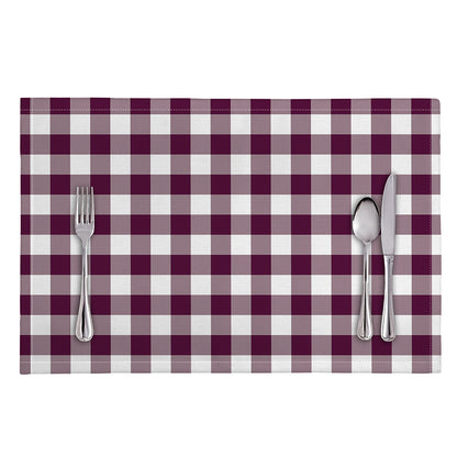 Burgundy And White Check Pattern Print Placemat