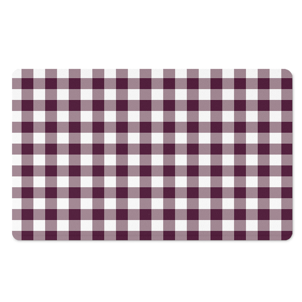 Burgundy And White Check Pattern Print Polyester Doormat