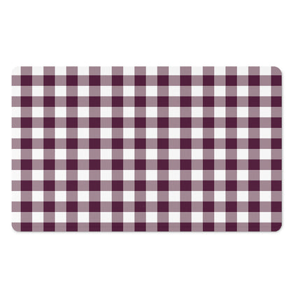 Burgundy And White Check Pattern Print Polyester Doormat