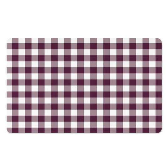 Burgundy And White Check Pattern Print Polyester Doormat