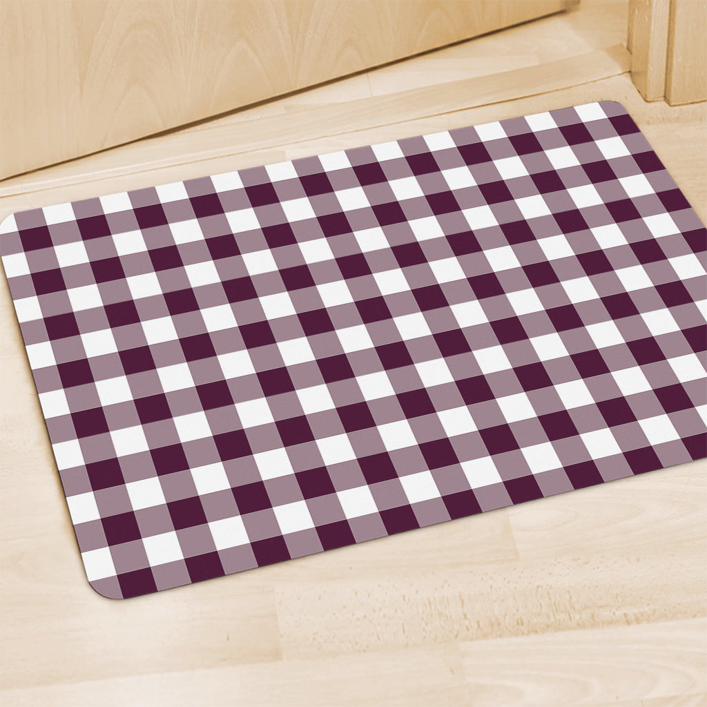 Burgundy And White Check Pattern Print Polyester Doormat