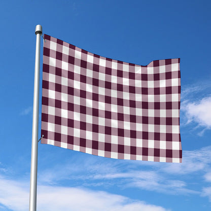 Burgundy And White Check Pattern Print Polyester Flag