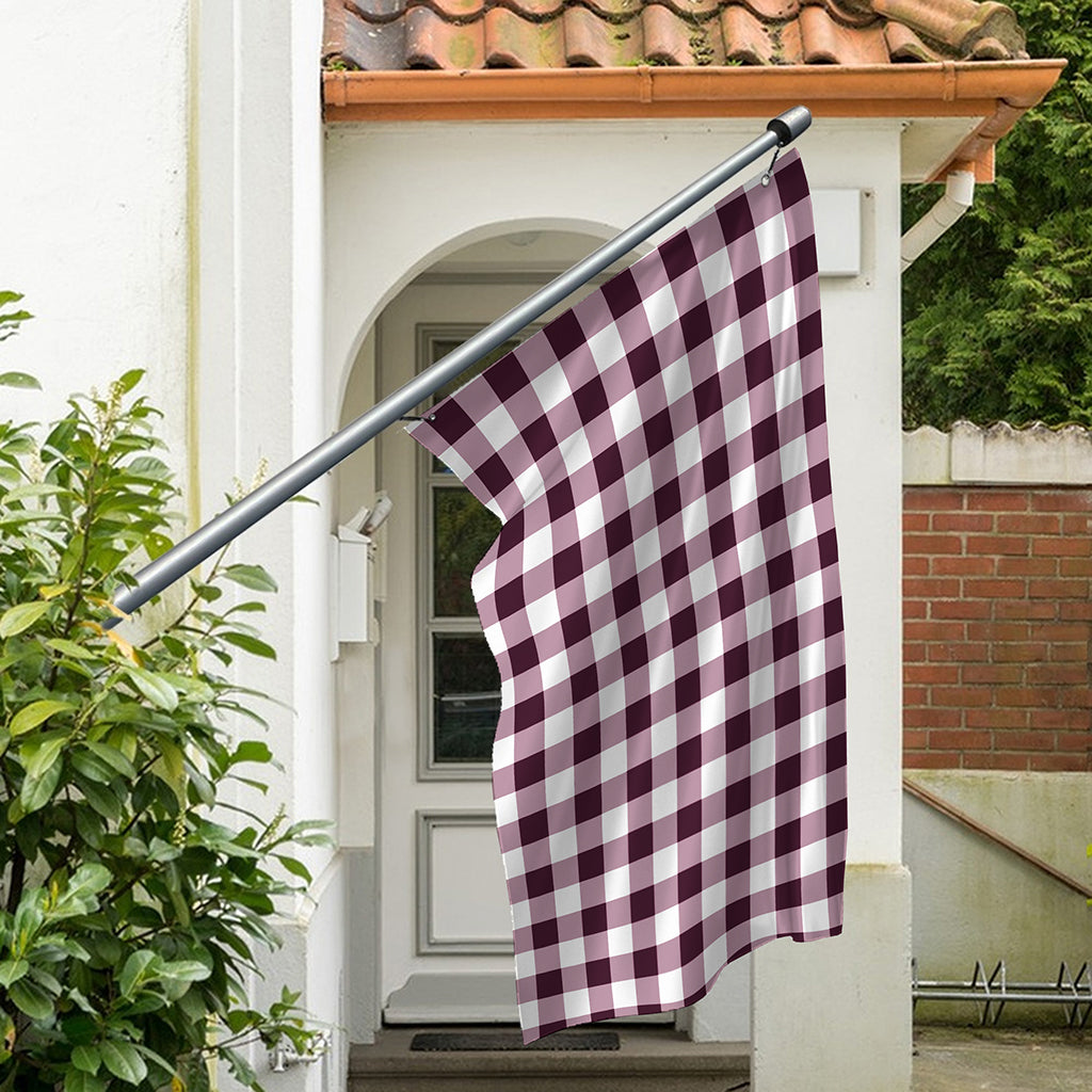 Burgundy And White Check Pattern Print Polyester Flag