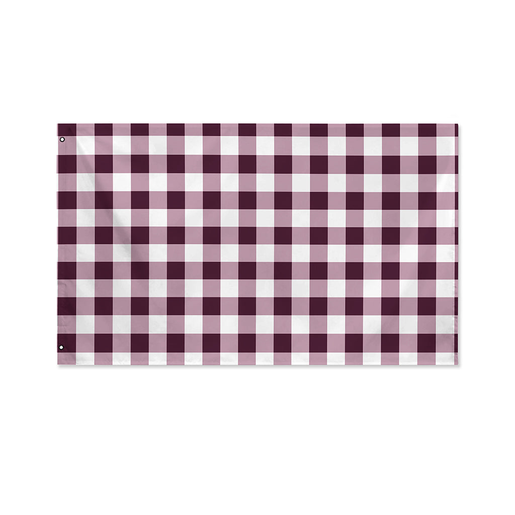Burgundy And White Check Pattern Print Polyester Flag