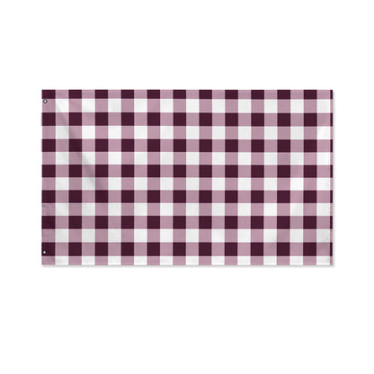 Burgundy And White Check Pattern Print Polyester Flag