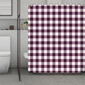 Burgundy And White Check Pattern Print Polyester Shower Curtain