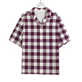 Burgundy And White Check Pattern Print Rayon Hawaiian Shirt