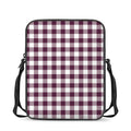 Burgundy And White Check Pattern Print Rectangular Crossbody Bag