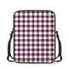 Burgundy And White Check Pattern Print Rectangular Crossbody Bag