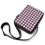 Burgundy And White Check Pattern Print Rectangular Crossbody Bag