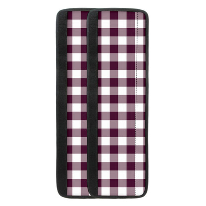 Burgundy And White Check Pattern Print Refrigerator Handle Covers