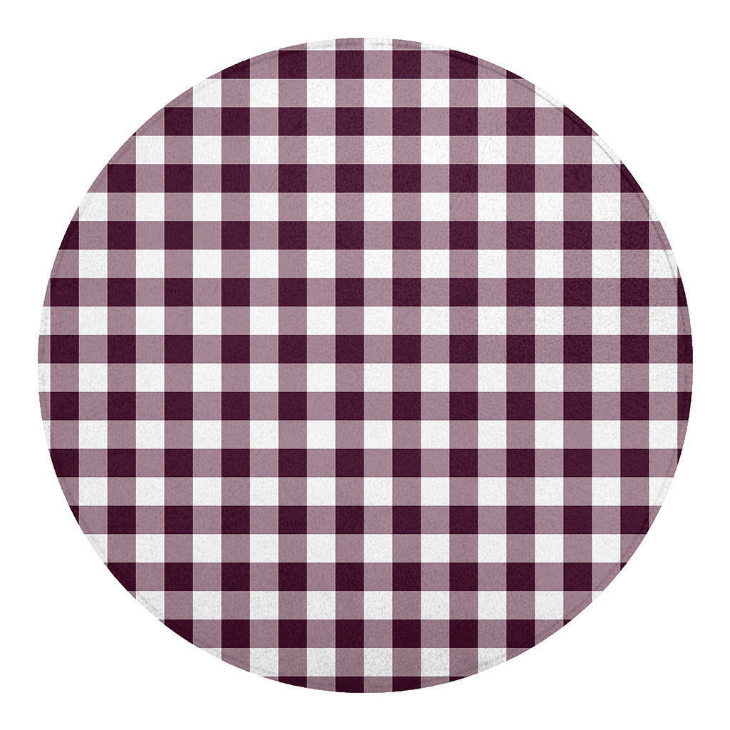 Burgundy And White Check Pattern Print Round Blanket