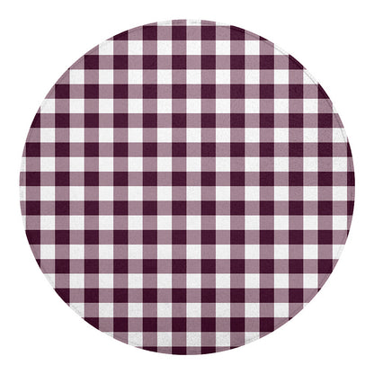 Burgundy And White Check Pattern Print Round Blanket