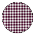 Burgundy And White Check Pattern Print Round Floor Mat