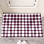 Burgundy And White Check Pattern Print Rubber Doormat