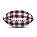 Burgundy And White Check Pattern Print Rugby Ball