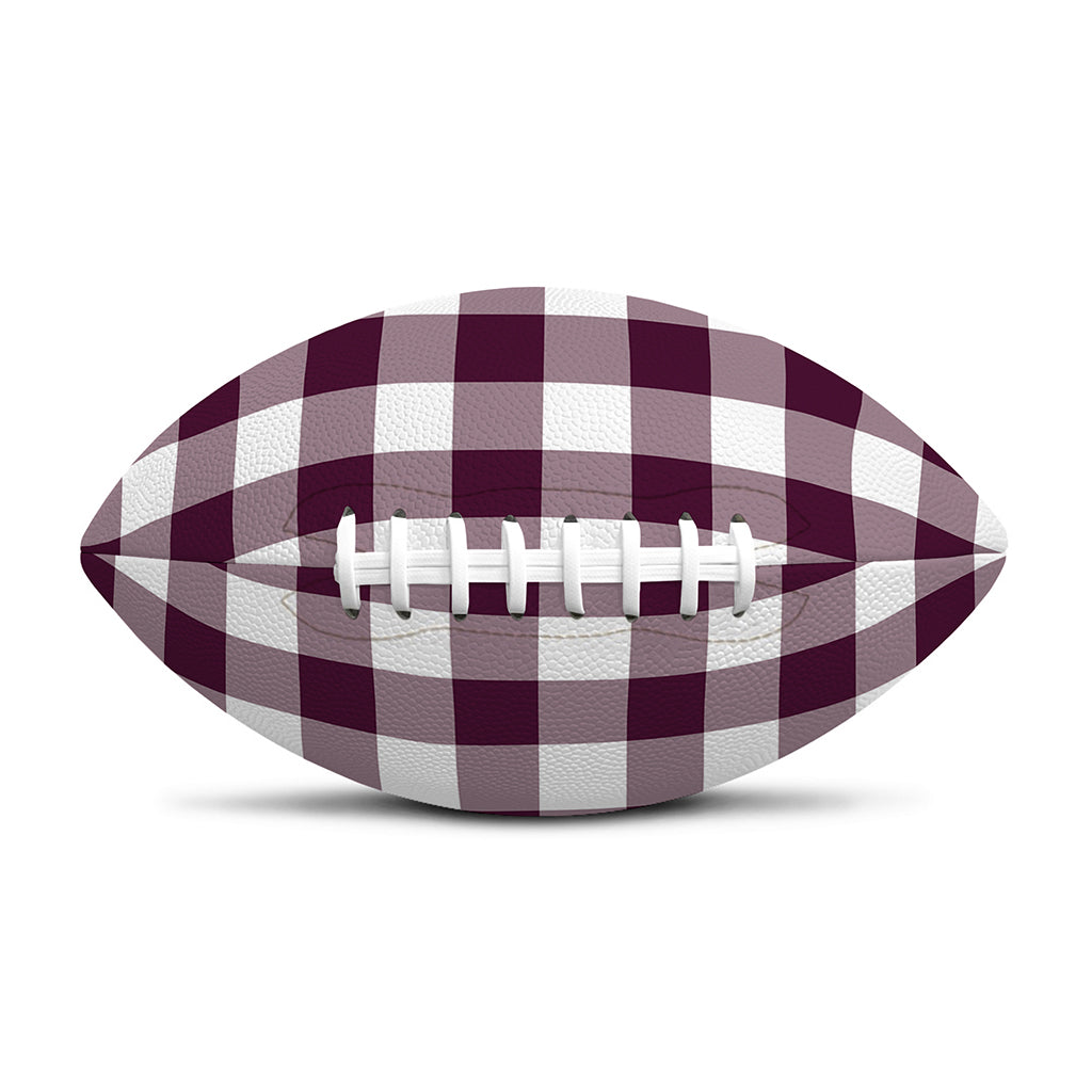Burgundy And White Check Pattern Print Rugby Ball