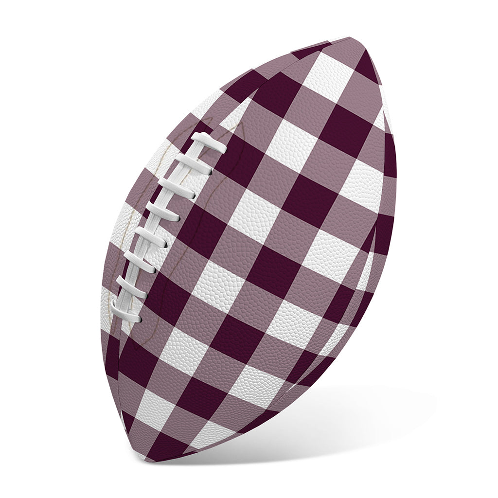 Burgundy And White Check Pattern Print Rugby Ball