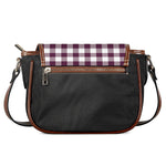 Burgundy And White Check Pattern Print Saddle Bag