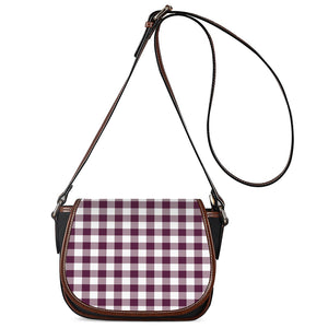 Burgundy And White Check Pattern Print Saddle Bag