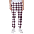 Burgundy And White Check Pattern Print Joggers