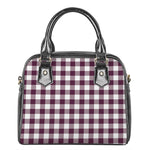 Burgundy And White Check Pattern Print Shoulder Handbag