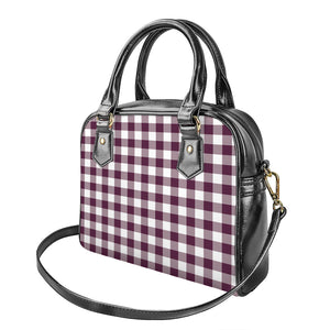 Burgundy And White Check Pattern Print Shoulder Handbag