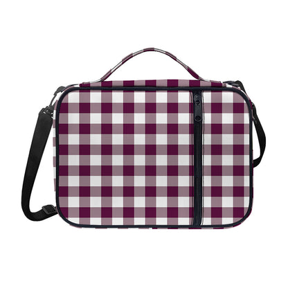 Burgundy And White Check Pattern Print Shoulder Strap Bible Bag