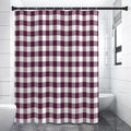Burgundy And White Check Pattern Print Shower Curtain