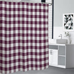 Burgundy And White Check Pattern Print Shower Curtain