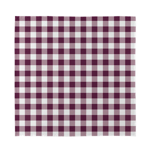 Burgundy And White Check Pattern Print Silk Bandana